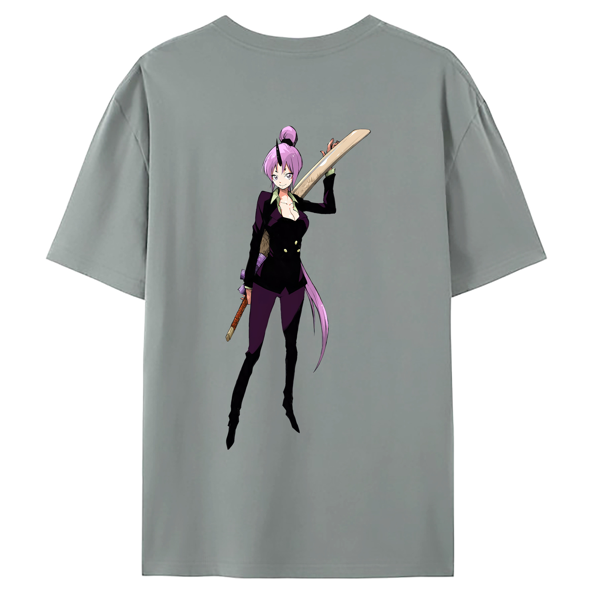 （画像用） 転スラ Regarding Reincarnated to Slime 綿100％ メンズ半袖Tシャツ（バックプリント） 通気性